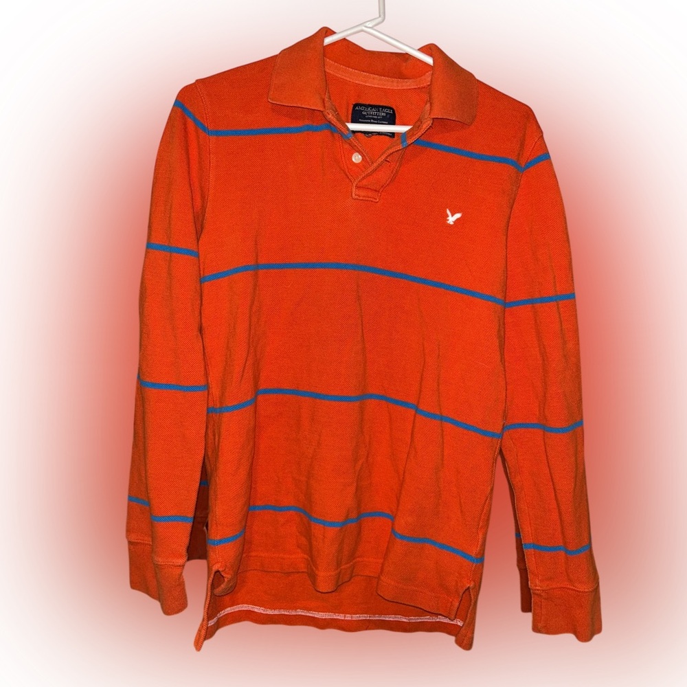 Men’s American Eagle Long-Sleeve Polo Shirt. Size Small